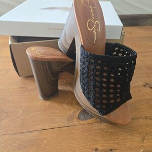 Jessica Simpson Black Crochet Heels